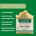 1 Ingredient Organic Tallow Soap for Sensitive Skin - 130 grams each, Pack of 2 - Premium Unscented and Fragrance Free Beef Tallow Skincare, Certified Grass-Fed by AGW (2 Pack Unscented)