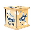 Wooden Piggy Bank for Kids and Adults, Personalized Gift Handmade in USA by BloomOwl, Custom Piggy Bank, Personalized Banks for Kids, Gifts for Baby Boys and Girls (Airplane)