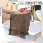 Boho Hand Towels Set of 4 Turkish Cotton 14 x 30 Inch Decorative Absorbent Face Head Towel for Bathroom Kitchen Decor Farmhouse Spa Gym Guest Gift(Beige, Gray, Curry, Pink)