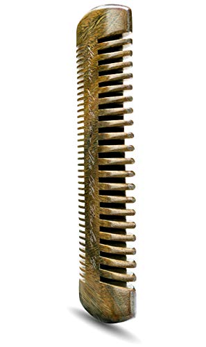 Sandalwood Handmade Beard Comb for Men - Premium Wooden Comb - Pocket Wood Comb in PU Leather Case