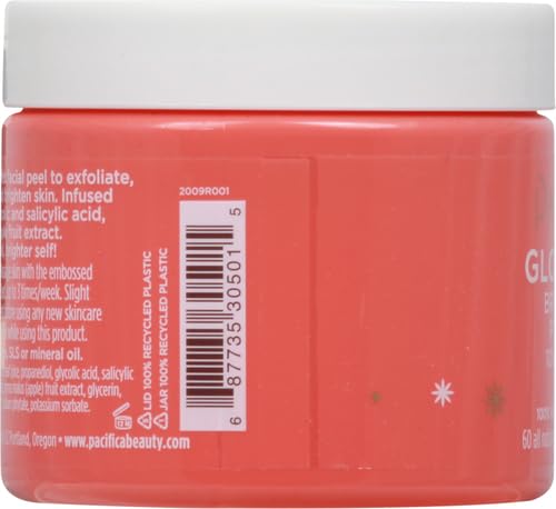 Pacifica Beauty Glow Baby Brightening Peel Pads 10% AHA + BHA, Skincare, Exfoliating, Skin Texture, Minimize Pores, For All Skin Types, Fragrance Free, Clean Skin Care, Vegan - 60 Pads (1 Count)