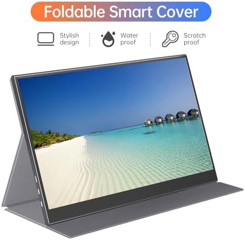 15.6inch Portable Monitor,1080P USB-C HDMI Second External Monitor for Laptop,PC,Mac Phone,PS,Xbox,Swich,IPS Ultra-Thin Zero Frame Gaming Display/Premium Smart Cover