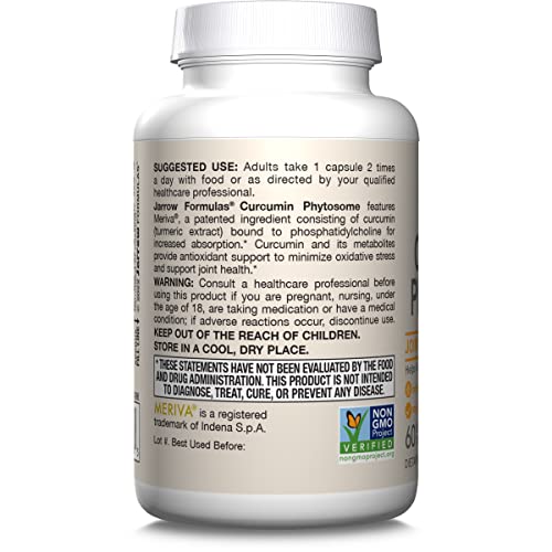 Jarrow Formulas Curcumin Phytosome 500 mg - 60 Veggie Capsules - Formulated with Meriva - Antioxidant Support Supplement - Joint Health & Support - 60 Servings