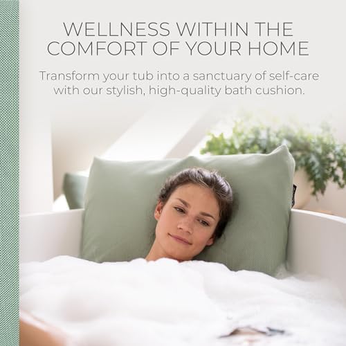 Bath Pillow S | Extra Comfortable Mesh Bath Cushion with Magic Dry Function | Green, Size: 19.7x23.6 inches | Hygienic Home Spa Pillow for Bathtub or Hot Tub
