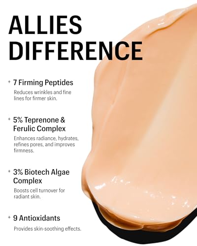 Allies of Skin Peptides & Antioxidants Advanced Firming Daily Treatment with 13 Brighteners, 9 Antioxidants, 7 Firming Peptides, 5% Teprenone & Ferulic Complex and 3% Biotech Algae Complex 48ml/1.6oz