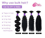 Human Braiding Hair Deep Wave Bulk Human Hair Braiding Hair Boho Hair For Braiding No Weft 100g (1Pack-2Bundles) 100% Human Hair Micro Braiding Hair For Bohe Braids (16inch, Natural Black)