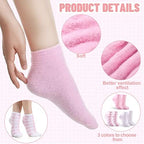 Tarpop 3 Pairs Aloe Socks Women Moisturizing Spa Socks for Dry Cracked Heel Feet Infused Gel Sleeping Fuzzy Lotion Valentines Day Gift for Women Men Softening Dry Feet(Pink)