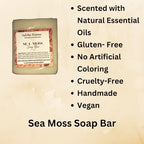 Sea Moss Soap 2 bars| Handmade| For All Skin Types Acne, Eczema, Psoriasis | Shea Butter, All Natural, Body and Face, Dr. Sebi Inspired, Vegan, Gluten Free, Men & Women, Moisturizing, Essential Oils