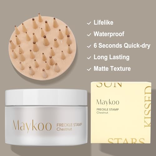 Freckle Stamp Natural Like Freckle Pen Makeup Fake Freckles Cushion Waterproof Long Lasting Quick Dry, Get Sun-kissed Stars Makeup Freckle in One Press, Chestnut, 15g