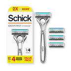 Schick Quattro Titanium Razor, 1 Razor Handle and 4 Cartridges | Shaving Razors for Men, 4 Blade Mens Razors for Shaving, Razor Blades for Men, 1 Handle with 4 Razor Blades Refills