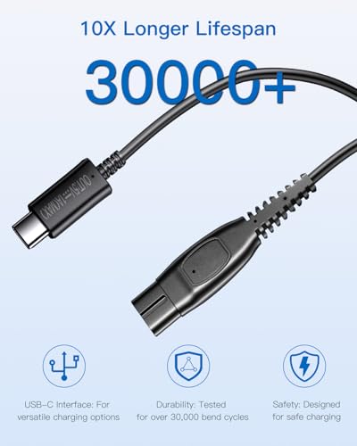 Hidnvefen Type-C Charger Cable Fit for Philips HQ850 Shaver, 8V Power Cord for Philips Norelco Oneblade QP2630 QP2530, One Blade Razor USB-C Electric Shaver Charging Cable, 3.28 FT