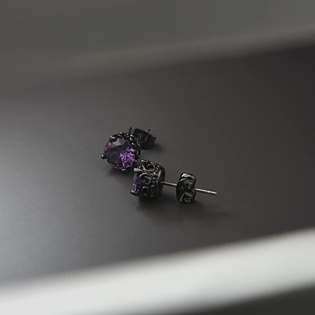KZZENKI Purple and Black Earrings for Women Men, Cool Gothic Stud Earrings