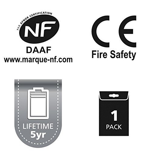 ELRO Mini Smoke Alarm 5 Year Battery NF Certified Cavius 2001-023, White