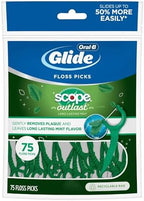 Oral-B Complete Glide Dental Floss Picks Plus Scope Outlast, Long Lasting Mint, 75 Dental Floss Picks, Pack of 6 | ?? Exclusive