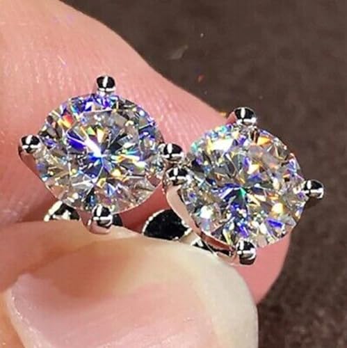 14K White Gold Finish 2 Carat Round Brilliant Lab Created Diamond Stud Earrings for Women, Classic Round Cut Diamond Jewelry, Elegant & Timeless Fashion Earrings