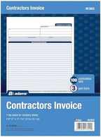 Adams Contractor Invoice Forms, 8.5 x 11.44 Inch, 3-Part, Carbonless, 100-Pack, White, Canary and Pink (NC3822)