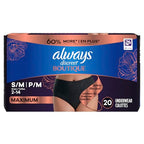 Always Discreet Boutique Incontinence and Postpartum Underwear for Women, Maximum Protection, Small/Medium, Black, 20 Count