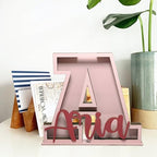 Personalized Name Letter Piggy Bank, 26 Letters Wooden Kids Piggy Bank for Birthday, Custom Large Small Wood Money Box Gift for Boys Girls Christmas