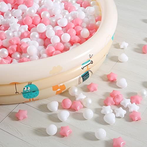 Pink Ball Pit Balls with Star Bals Heart Balls 100 - Crushproof Plasticballs for Babies Toddlers Kids Children for 1 2 3 4 5 Years Old,5 Colors,2.15inches