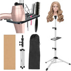 Wig Stand Tripod 50 Inch Metal Wig Mannequin Head Tripod Stand For Hairdressing Training Head Adjustable Wig Tripod Stand with Tool Tray (Silvery, Mannequin Head Not Included)