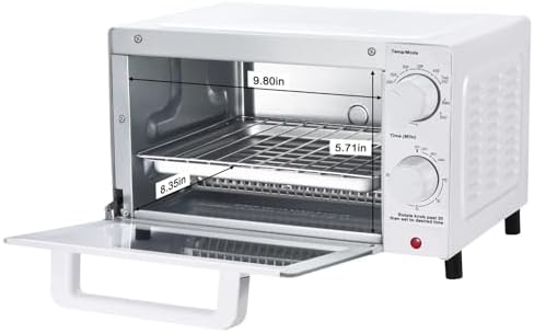 Mainstays 4 Slices Toaster Oven with 3 Settings, includes Baking Rack and Pan, Arctic White, New