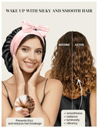 100% Mulberry Silk Bonnet for Sleeping Women with Curly Hair - Short Long Hair Bonnet for Sleeping - Alternative to Double Layer Satin Bonnet with Tie Band - Premium Hair Wrap for Sleep Black