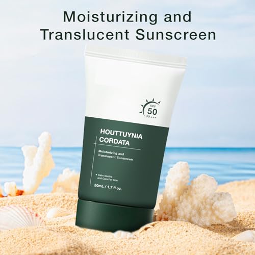 Heartleaf Silky Moisture Sunscreen, Moisture Daily Sunscreen, Korean SPF 50+ PA++++ Clear Filter Sun Essence, No White Cast, Hydrating, Moisturizing, Cools Down, Light Finish