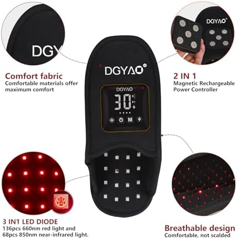 Cordless Red Light Therapy for Foot Pain Relief 4000mAh Battery Portable Wireless Near Infrared Light Therapy Slippers Feet Devices Wearable Wrap for Feet Muscle Relax Treatment Pad
