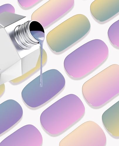 Semi Cured Gel Nail Strips - 30pcs Glaze Gel Nail Stickers, Salon Quality DIY Nail Wraps, Nail Stickers for Easy Application, UV Light Required