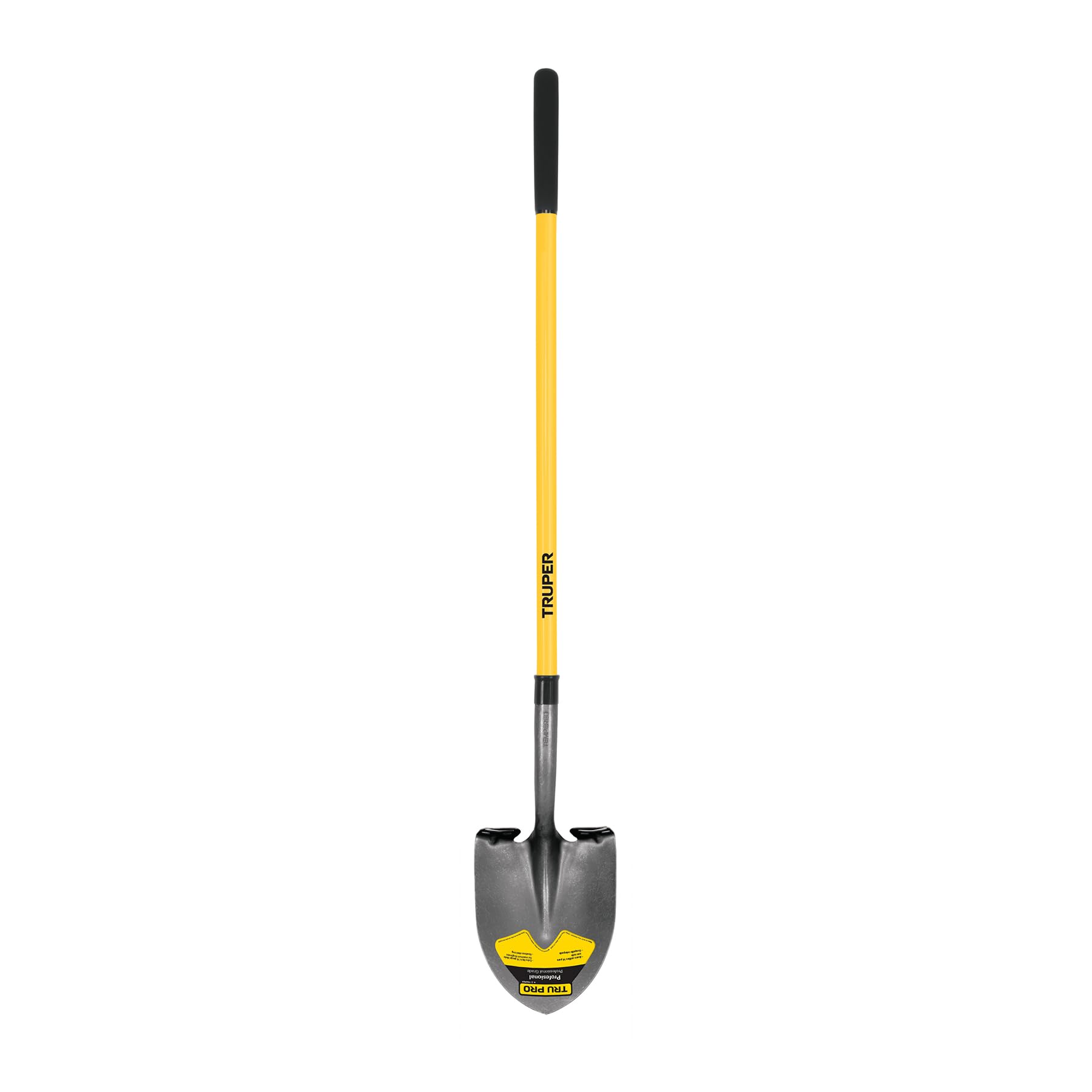 Truper Tru Pro Round-Point Shovel, 48-Inch Fiberglass Handle with 9-Inch Grip, Heavy-Duty Professional Digging & Gardening Shovel (Model PRL-F / 31198)