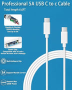 Mac Book Charger,100W USB C Charger Replacement for MacBook Pro 16, 15, 14, 13 Inch, MacBook Air 13 Inch, iPad Pro 2023/2022/ 2021/2020/ 2019/2018 All USB C Device,Type C to C Cable Power Adapter