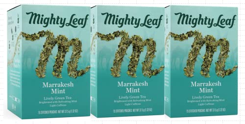 Mighty Leaf Marrakesh Mint Green Tea, 45 Whole Leaf Pouches (Pack of 3)