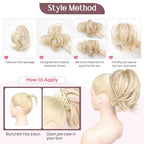 HOOJIH Ponytail Extension, Claw Clip in Straight Messy Hair Bun 9 Inch Short Ponytail Extension with Bendable Metal Wire Hair Pieces for Women Fake Hair Bun DIY Styles - Honey Blonde