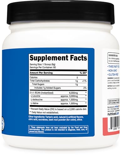 Nutricost BCAA Powder 2:1:1 (Watermelon) - 60 Servings