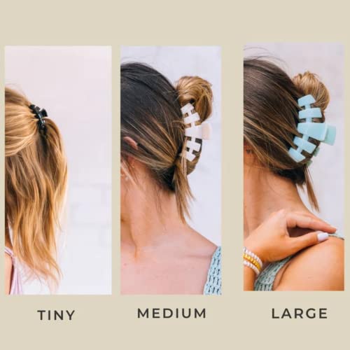 TELETIES - Large Hair Clip - Strong Grip, Bendable Teeth, Comfortable Curved Design - Ideal for Thick Hair - For All Hair Textures - Almond Beige