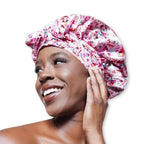 Floral 100% Pure Silk Hair Bonnet Luxurious Reversible Wonder Loop Mulberry Silk for Curly Hair - Ultimate Sleeping Companion with Ties for Women