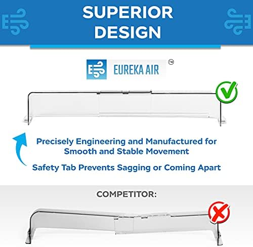 Vent Deflector - Redirect Airflow - Fits 10" to 14" Wide Floor, Wall, Ceiling Vent Registers - Multi-Surface Use - Strong Neodymium Magnets and 3M Adhesive Tabs Included - 2-Pack