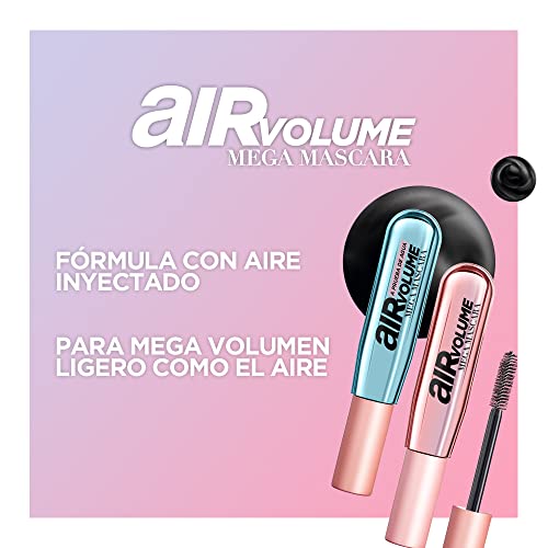 L’Oréal Paris Makeup Air Volume Mega Mascara, Lightweight & Long-lasting Volumizing Mascara for Voluminous Eyelashes, Waterproof Black, 0.3 Fl Oz