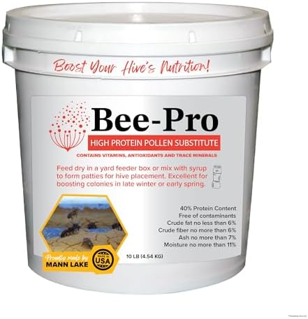 Mann Lake FD200 Bee-Pro Pollen Substitute, High Protein, Boosts Brood, Healthy Colony, Free from Animal by-Products, Rich in Vitamins & Amino Acids, 10 Lb Pail