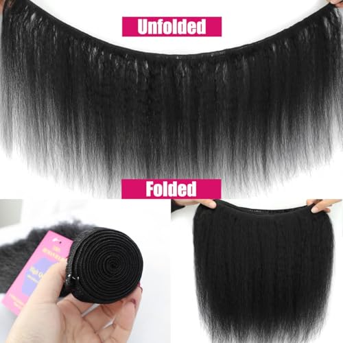 Yaki Straight Kinky Straight Single Bundle Human Hair 18 Inch 12A 100% Unprocessed Natural Black