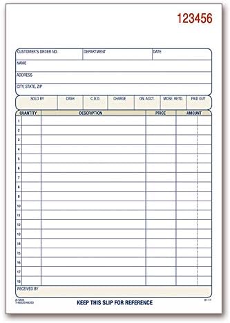 Adams Sales Order Book, 3-Part, Carbonless, White/Canary/Pink, 5-9/16" x 8-7/16", Bound Wraparound Cover, 50 Sets per Book, 5 Books, 250 Sets Total (TC5805)