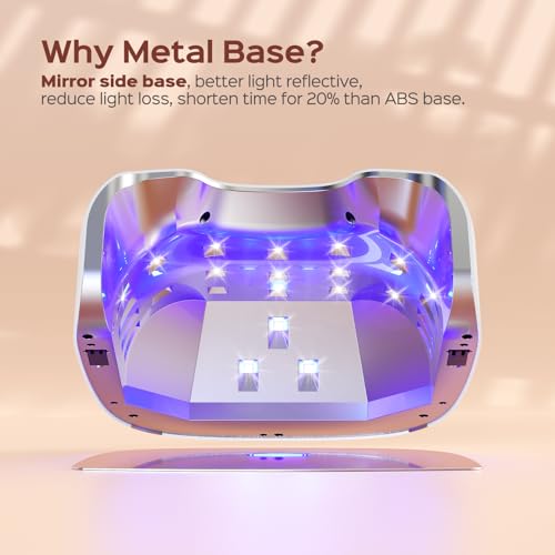 BOLASEN Cordless Rechargeable UV Nail Lamp - UV Light for Gel Nails with Metallic Reflector & Metal Base, 54W Portable Wireless LED Nail Dryer, Professional Fast Charger Curing Lamp for Salon or Home