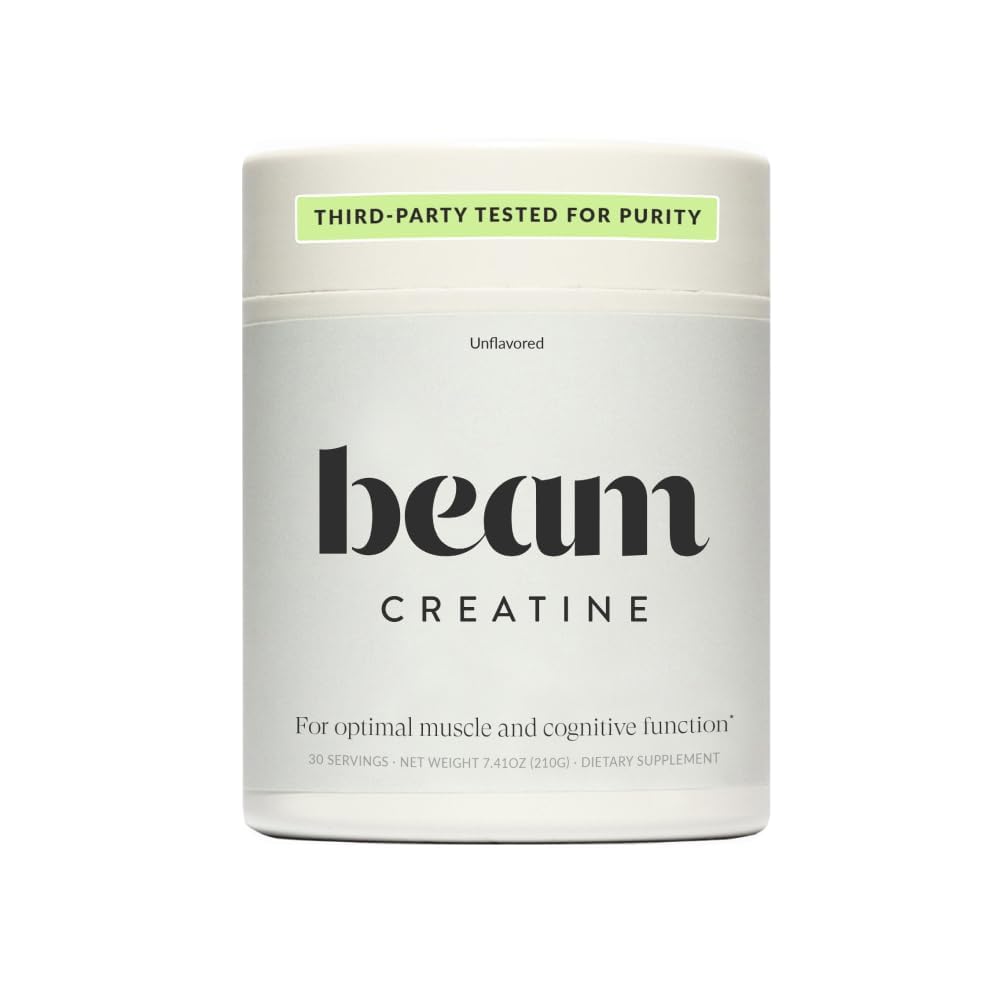 Beam Creatine Monohydrate Powder – 5g Micronized Creatine Monohydrate, Third Party Tested Creatine for Women & Men, Muscle Strength, Growth, Recovery & Cognitive Support, Unflavored, 30 Servings