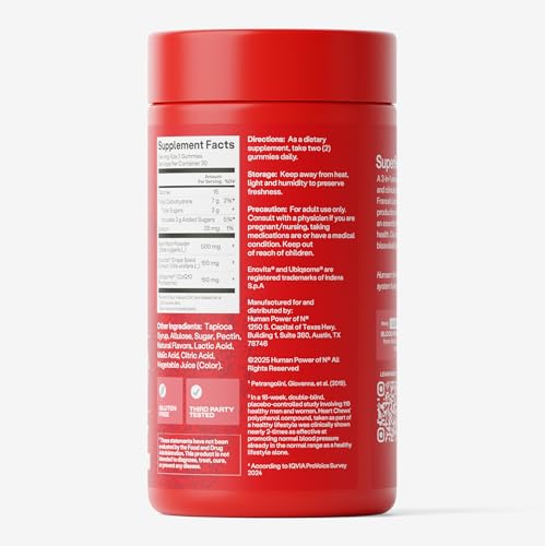 Humann SuperBeets Heart Gummies Advanced - CoQ10 150 mg Plus Beet Root Powder & Grape Seed Extract, 120 Count