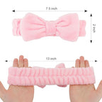 10 Pcs Pink Makeup Headbands, Hair Band for Washing Face, Soft Coral Fleece Makeup Headband for Girls, Bow Hair Bands, Beauty Headbands for Face Washing Shower Skin Care Yoga