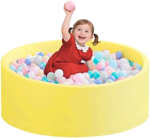 Ball Pit for Toddlers 35.43''x11.81 Baby Ball Pits Soft Memory Foam Ball Pit Round Kids Play Ball Pool Ideal Gift for Girls and Boys (Yellow, NO Balls)