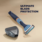 Dollar Shave Club | The Guest Pass Shave Set | 2 Extra Close Refill Cartridges, 1 Handle (Blue), 1 Razor Cover