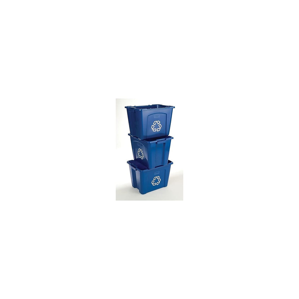 Rubbermaid Commercial Products, Recycling Bin/Box, Stackable, 14 GAL, Blue, for Indoors/Outdoors/Garages/Homes/Commercial Facilities