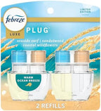 Febreze Plug In Air Freshener, Odor-Fighting Scented Oil Refill, Warm Ocean Breeze, 2 Refill