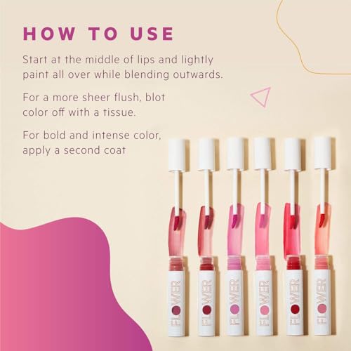 FLOWER BEAUTY By Drew Barrymore Bitten Lip Stain - Long-Lasting Color - Hydrating + Water-Based Formula - Gel-Like Texture - (Play)